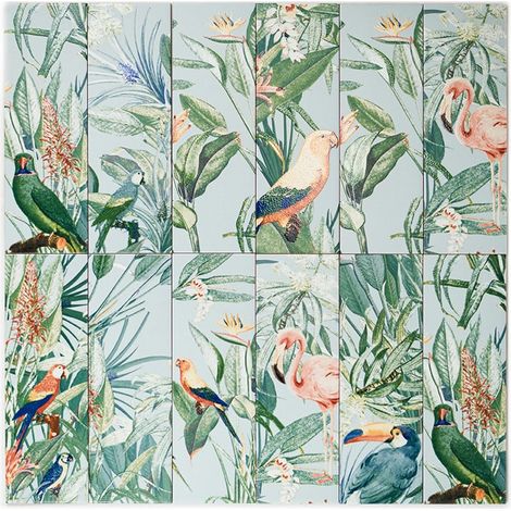 Carrelage effet pierre 10x30 cm – Émaillé mat avec décor floral – Surface lisse et durable pour murs intérieurs – Mainzu Ceramica (1/5)