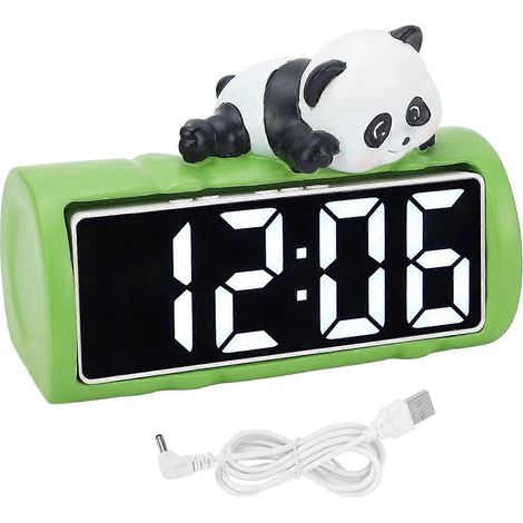 Réveil numérique, ornement de bureau panda de dessin animé innovant, convient aux chambres et aux bureaux, vert. (1/4)