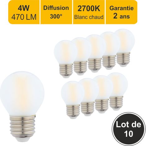 [JAMAIS UTILISÉ] Lot de 10 ampoules LED filament E27 4W 470Lm 2700K - garantie 2 ans