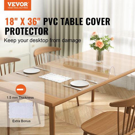 Nappe Rectangle Transparente 45,7 x 92,5 cm Film de Table Transparent en PVC Épaisseur 1,5 mm avec Coins Arrondis Découper sur Mesu… (1/5)