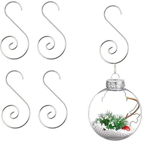 100pcs Crochets d'arbre de Noël Crochet Boule de Noël Crochets d'Ornement de Boule De Noël pour Sapin de Noël, Guirlande de Noël, Vigne de Noël (1/4)