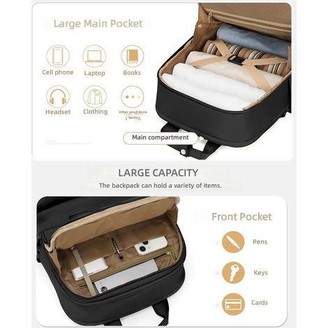 Sac à dos pour ordinateur portable professionnel grande capacité, design simple format cabine (1/5)