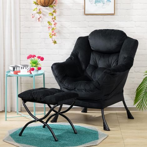 Chaise relaxante – Cadre métallique, poche latérale, confortable et élégante – Pour chambre, salon ou balcon (1/5)