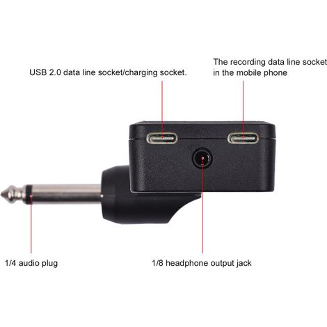 Muslady Multi-Effekt-Gitarren-Kopfhörerverstärker, wiederaufladbar, Taschenformat, mit 3,5-mm-Klinkenanschluss, 10 Vorverstärkern, Chorus, Phaser, Reverb, Delay und Stimmgerät für persönliches Üben (1/5)
