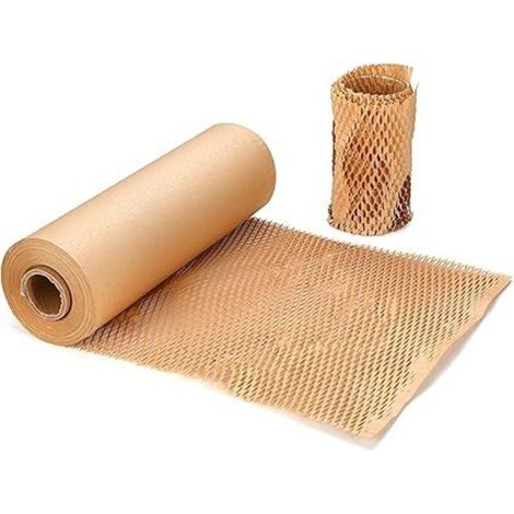 Papier demballage kraft Rouleau d'enveloppe de rembourrage en nid d'abeille , Papier d'emballage Kraft écologique pour fragile l'emballage de déménagement de papier cadeau(38cm30m) (1/5)
