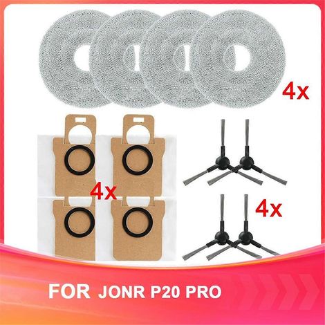 Kit d'accessoires de rechange pour aspirateur robot JONR P20 PRO : lingettes, sacs à poussière, brosses latérales (1/5)