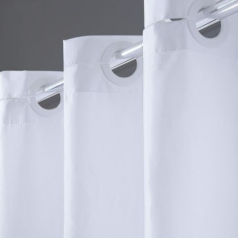 c Rideau de Douche Anti Moisissure Tissu en Polyester Imperméable Blanc Rideaux de Douche Textile Lavable pour Baignoire ou la Salle de bain-180x200cm. (1/5)
