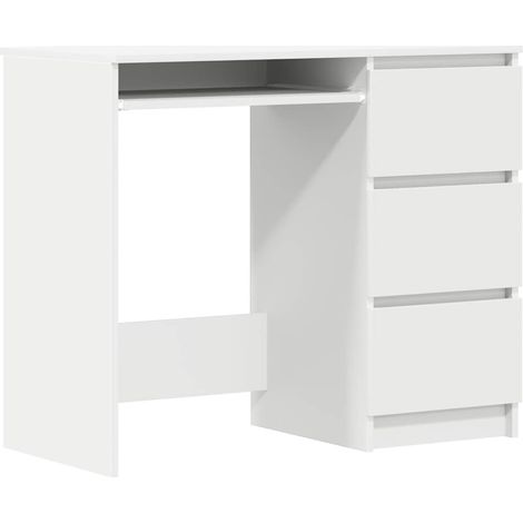 vidaXL Escritorio de madera contrachapada blanco 90x45x76 cm (1/2)