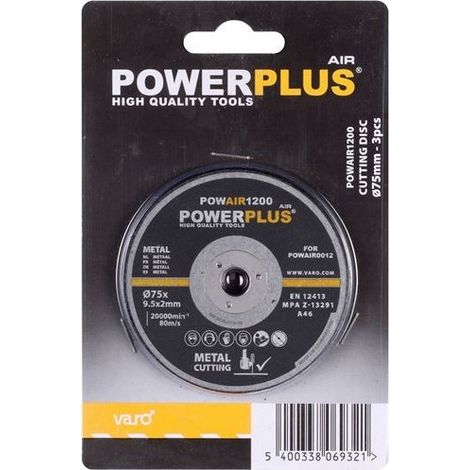 Dischi abrasivi da taglio 75 mm Set 3 pz Powerplus Mistral (1/2)