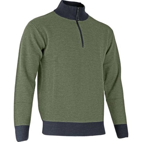 Pull camionneur bicolore TYLER kaki/gris - LMA - Couleur Kaki/gris - Taille Vêtement 2XL