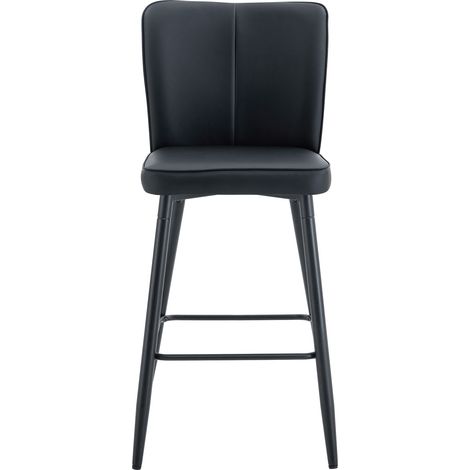 Lot de 2 tabourets de bar noirs en PU avec dossier ergonomique, 101 cm (1/5)
