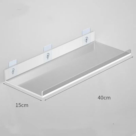 (U-40X15cm)1 étagère de rangement murale en acrylique transparent, support flottant pour livres, maquillage et autres produits de beauté, organisateur pour salle de bain et cuisine (1/5)