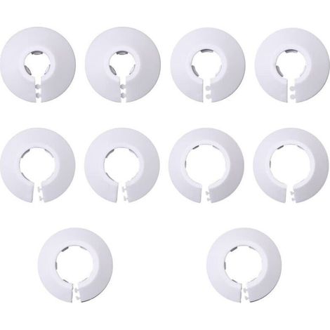 10 Pièce Rosaces Simples de Radiateur, Rosace Radiateur, Cache Tuyau Radiateur, Cache Tuyau pour Radiateur, Couvercle de Trou Mural Sol, Pour Chauffage, Couvercle (12mm Blanc)