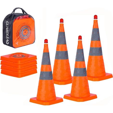 Cônes de sécurité de la Circulation Pliables, 4 cônes Pop - up Polyvalents avec lumières LED et Cercles réfléchissants pour Le stationnement Routier, la Pratique de la Conduite (4, 70cm) (1/5)