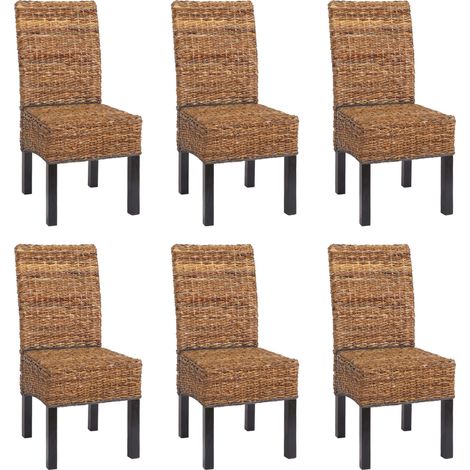 Set 6x sedie intreccio di banano eleganti soggiorno sala pranzo M69 Bali gambe scure senza cuscini