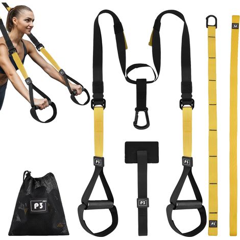Sistema de entrenamiento en suspensión, diseño compacto, entrenamiento de cuerpo completo, AMARILLO (1/2)