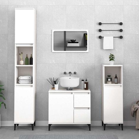 vidaXL Armoire de salle de bain blanc 30x30x190 cm bois d'ingénierie (1/5)