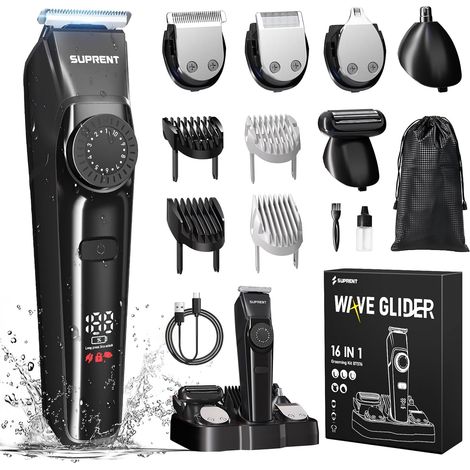 Professional Men's Beard Trimmer - Cordless Electric Men's Beard Shaver, IPX7 Waterproof, 4 Heads, 90 Min Battery Life (1/5)