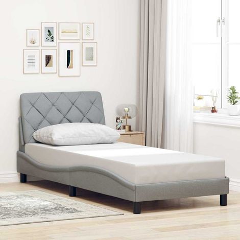 Bettgestell ohne Matratze Hellgrau 90x190 cm Stoff