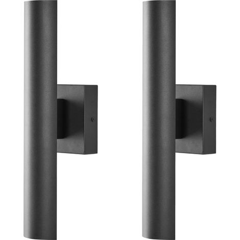Set of 2 Outdoor LED Wall Lamps Black Metal Traditional Style Front Door Porch Light KOROS (1/5)