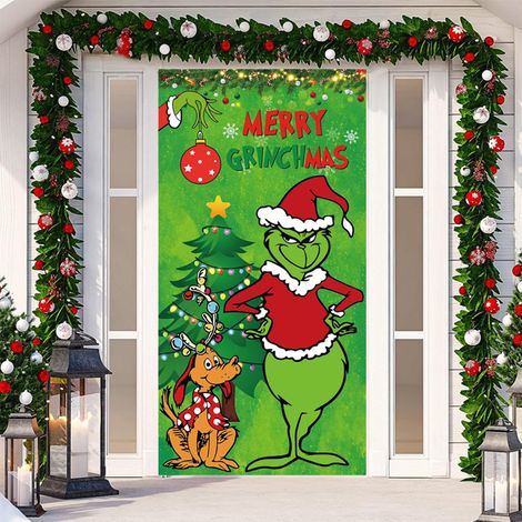 Habillage De Porte De Noël - En Tissu Polyester Oxford Imperméable - 200 x 90 Cm - Pour Porte D'Entrée Mur Ou Porche - 1 Pièce (1/5)