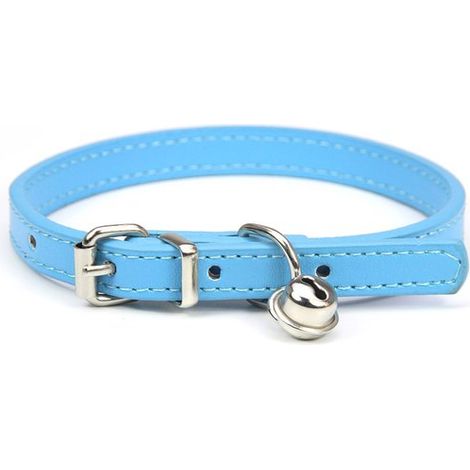 Collar para gato con cascabel, azul, 1,5 cm x 30 cm, circunferencia del cuello 20-28 cm. (1/5)