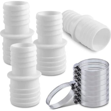 Raccord pour Tuyau Piscine - Adaptateur Raccord Piscine - Ø 32 mm vers 38 mm - Blanc (1/4)