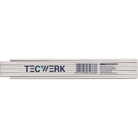TECWERK Gliedermaßstab L 2 m mm/cm EG III Buche weiß rote 10er-Teilung 3 mm
