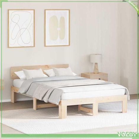 Cadre de lit - ABI - 120 x 190 cm - Pin massif - Tête de lit incluse - Durable (1/5)