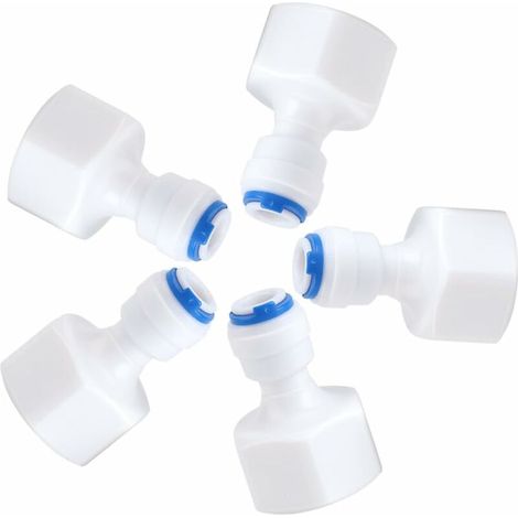 6Pcs Purificateur d'eau Accessoires Femelle Adaptateur 1/4 Tube OD à 1/2 Femelle Poussée en Rapide Connecteur pour Filtre À Eau Osmose Inverse-- (1/5)
