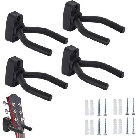 Support mural pour guitare - Lot de 4 - Support mural pour guitare - Support mural - Support pour guitare - Crochet mural - (1/4)