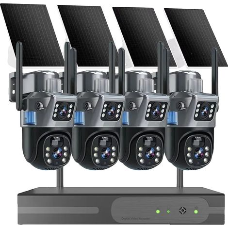 Système de surveillance, NVR WiFi 16CH, caméras solaires à double objectif, Caméra NVR 16CH 4Pcs, Prise EU 100V-240V (1/2)