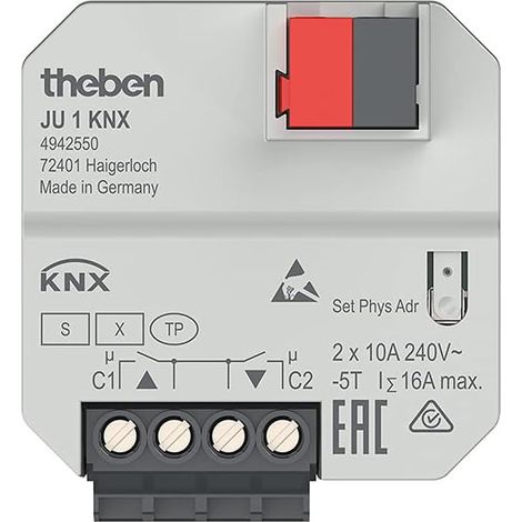 Theben JU 1 KNX - UP-Jalousieaktor, 1 Kanal, Sonnenschutz-, Sichtschutz-Aktor (1/3)
