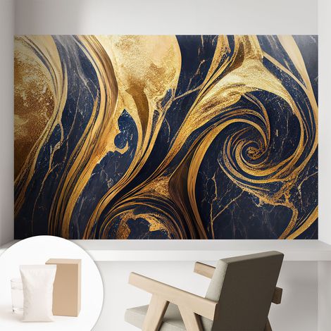 Papier peint intissé pour salon chambre à coucher peint imprimé Installation facile - Colle incluse gratuite Motifs marbrés 104x70 cm (1/5)
