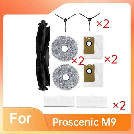 accessoires pour balayeuse Proscenic M9 : brosse principale, filtre et sacs à poussière (1/5)