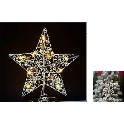 Sapin de Noël illuminé, décoration intérieure, lumière colorée, cinq étoiles (1/4)
