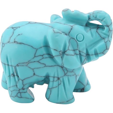 Figurine d'éléphant en cristal sculpté dans de la pierre naturelle de 1,5 pouce - Objet de décoration et d'ameublement (02) (1/5)