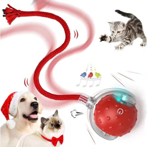 Pelota interactiva para perros, pelota recargable para gatos, pelota rodante para perros con luz LED, pelota flotante de goma duradera de alto rebote para gatitos y cachorros (roja) (1/5)