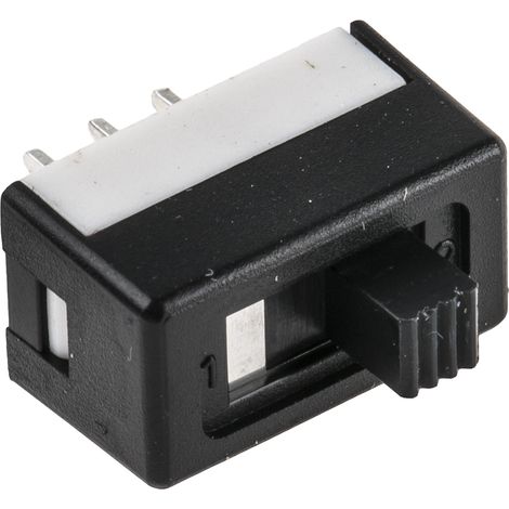 Commutateur à glissière, Unipolaire à deux directions (1RT), Verrouillable, 3 A @ 120 V c.a., montage Circuit imprimé ( Prix pour 1 )