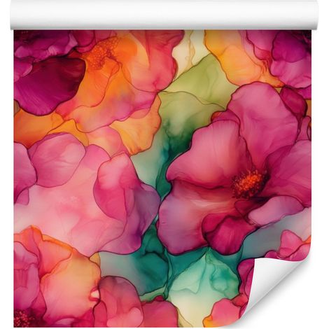 Carta da parati rosa inchiostro e viola per soggiorno e camera da letto 50x1000 cm (1/5)