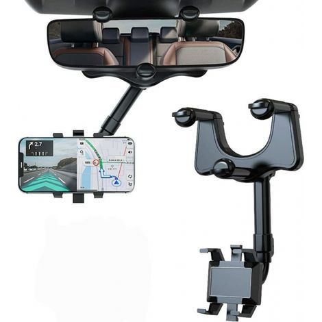 Supporto per telefono da auto per specchietto retrovisore, girevole a 360° e retrattile, compatibile con tutti gli smartphone. (1/5)