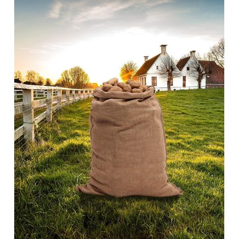 Grandi sacchi di iuta 80 x 50 cm - Set da 2 - Sacco di iuta naturale per fai da te, decorazioni, giardino, scatole portaoggetti, Natale, feste (1/4)
