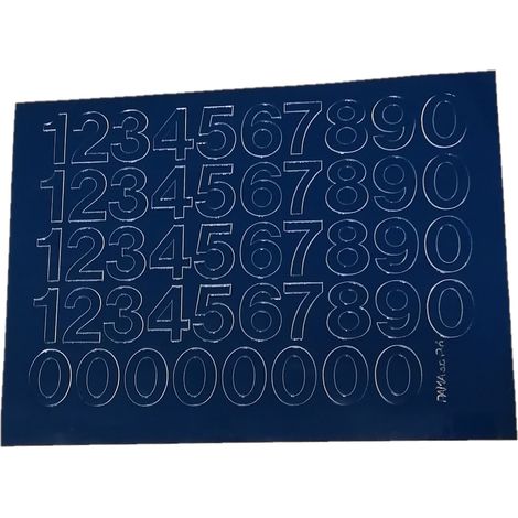 Numeri autoadesivi in lamina, 2,5 cm, blu