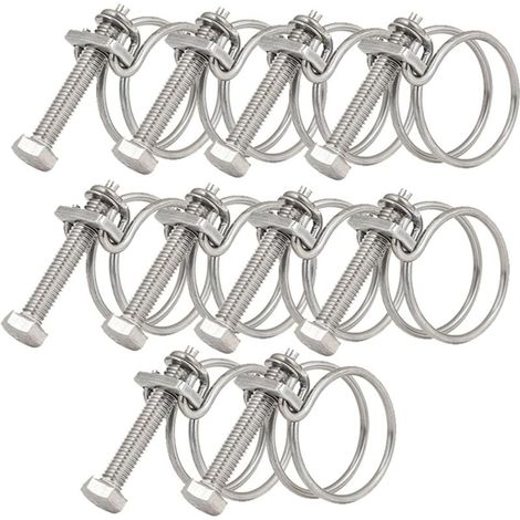 Lot de 10 colliers de serrage à double fil de 36 à 40 mm, colliers de serrage en acier inoxydable 201, fixation universelle pour tuyau de plomberie