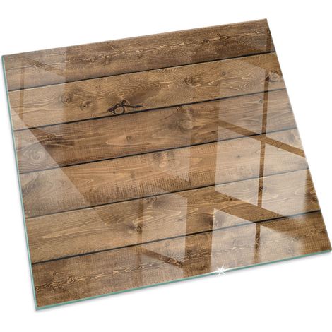 Funkenschutzplatte für Kamin Hitzeschutz Schutzplatte Hartglas Dekorative Glasbodenplatte Holzbrett mit Maserung Quadratisch 60x60 cm