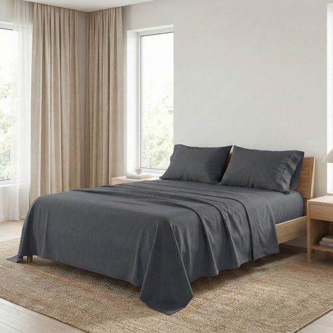 Completo Lenzuola Strong Grigio Piombo 100% Cotone, Set Letto Tinta Unita Lavabile, Morbido, Confortevole, Made in Italy Una Piazza