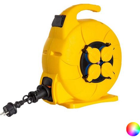 Carrete de Cable Rebobinado Automático 15m IP44 Amarillo