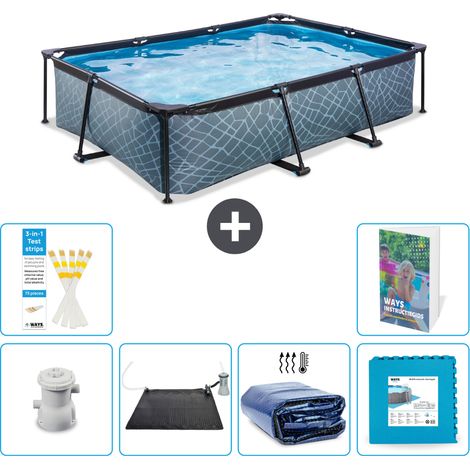 Exit Pool Rechteckig - Steinoptik - 300x200x65 cm - 7-teilig S340