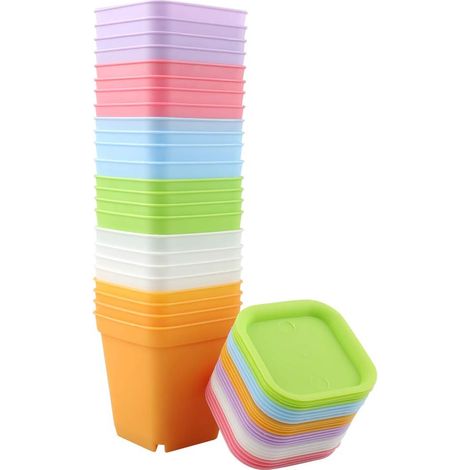 Lot de 24 pots en plastique, 7x7cm, pour plantes succulentes et petits pots