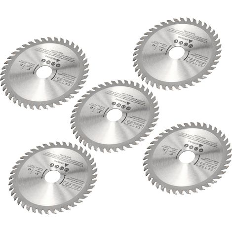 Lot de 5 disques de coupe circulaires de 12,5 cm (4,9 po) à 40 dents, à pointe en carbure, pour le travail du bois. (1/5)